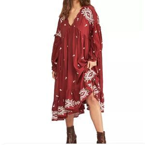 Free People Lavender Fields Midi Dress L (gold & cream)